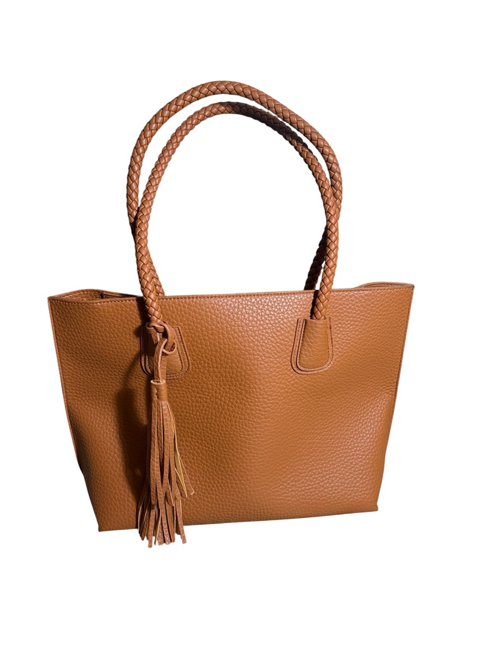 Carmel Braided-Handle Tote with Tassel